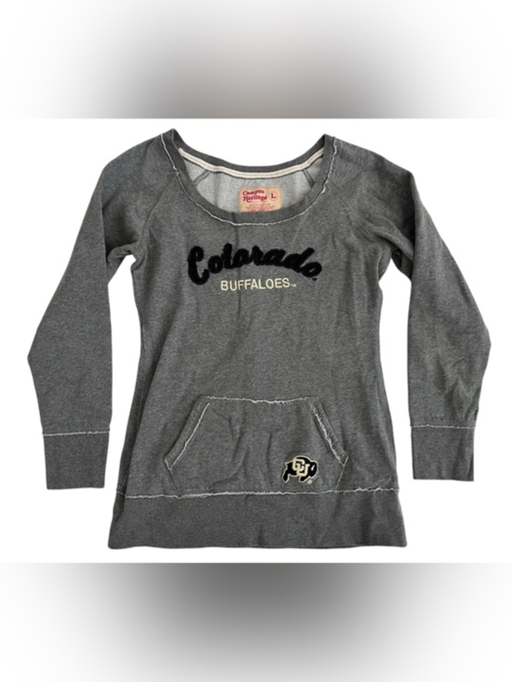 Vintage Campus Heritage Gray Colorado Buffaloes Scoop Neck Pullover